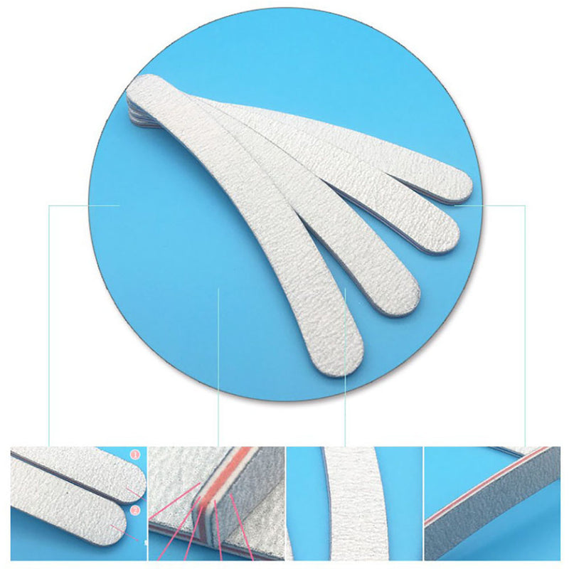 50pcs 100/180 Grit Professional Nail File Sanding Buffing Nails Manicure Tool