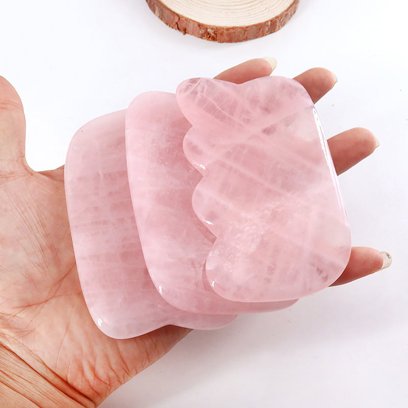 Wave Shape Gua Sha Rose Quartz Guasha Facial Massage Therapy tool New Hot