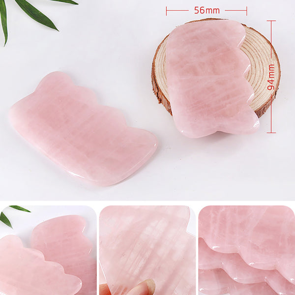 Wave Shape Gua Sha Rose Quartz Guasha Facial Massage Therapy tool New Hot