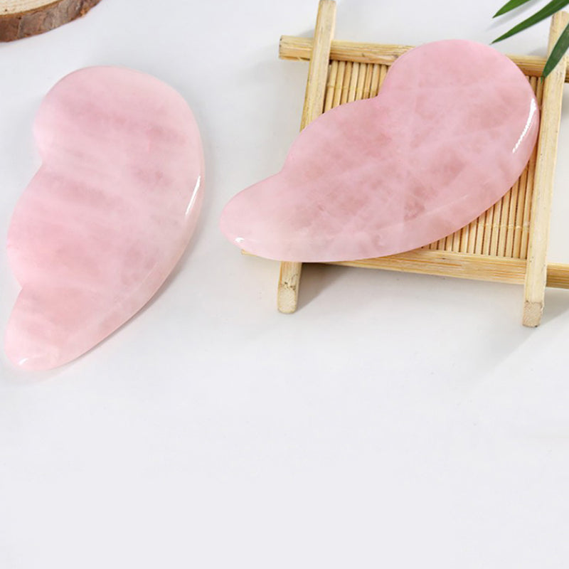 1 x Rose Quartz Gua Sha Facial Guasha Massage Tool Face Scraping Plate Durable