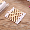 100 x Bamboo Organic Wooden Stick Cotton Swabs Eco-Friendly Round Double-headed