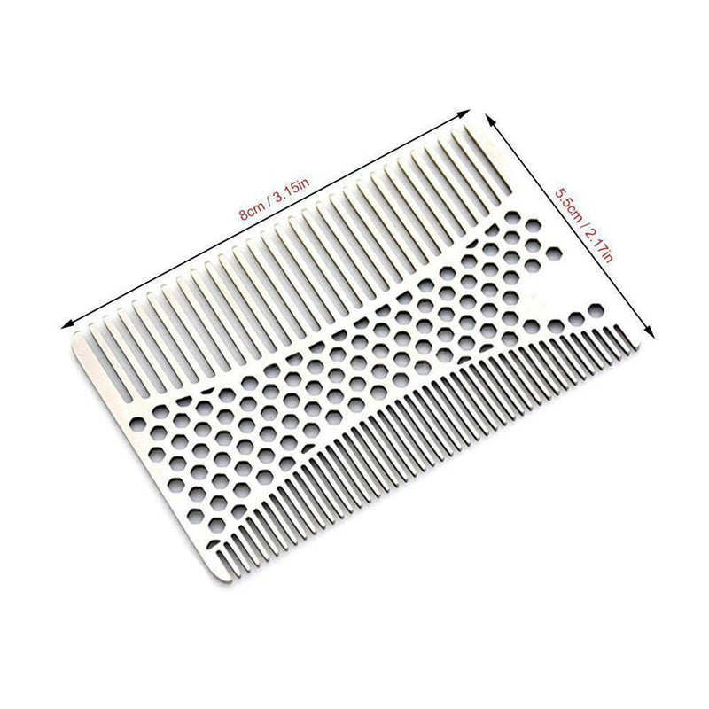 1 Pcs Brushed Stainless Steel Metal Trim Beard Hair Mustache Comb for Men