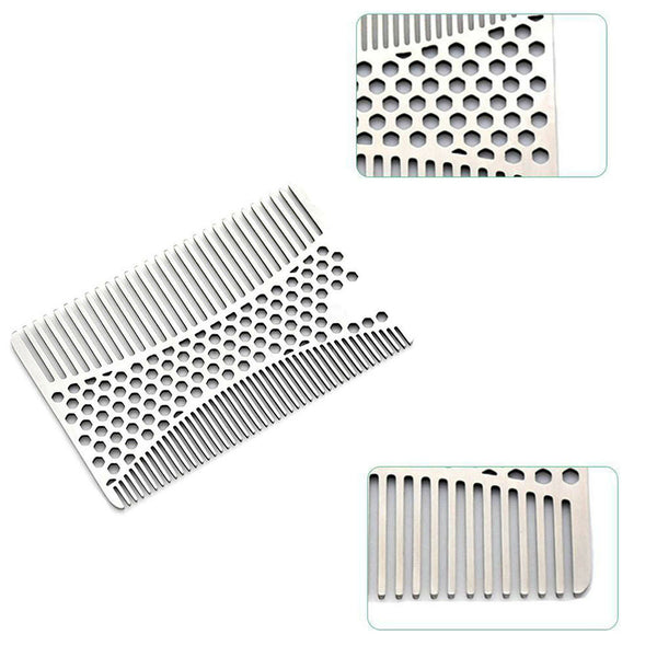 1 Pcs Brushed Stainless Steel Metal Trim Beard Hair Mustache Comb for Men