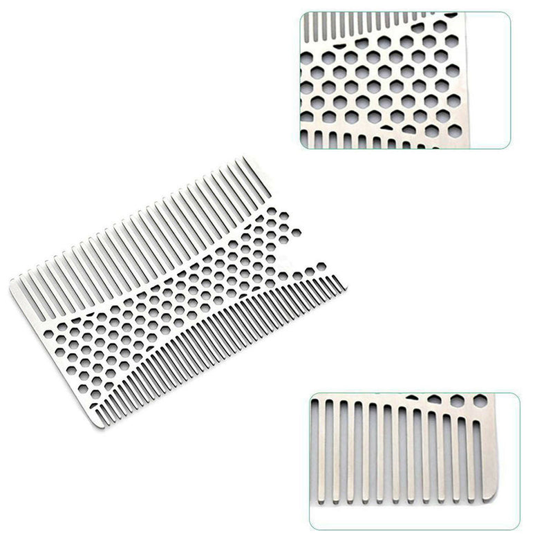 1 Pcs Brushed Stainless Steel Metal Trim Beard Hair Mustache Comb for Men