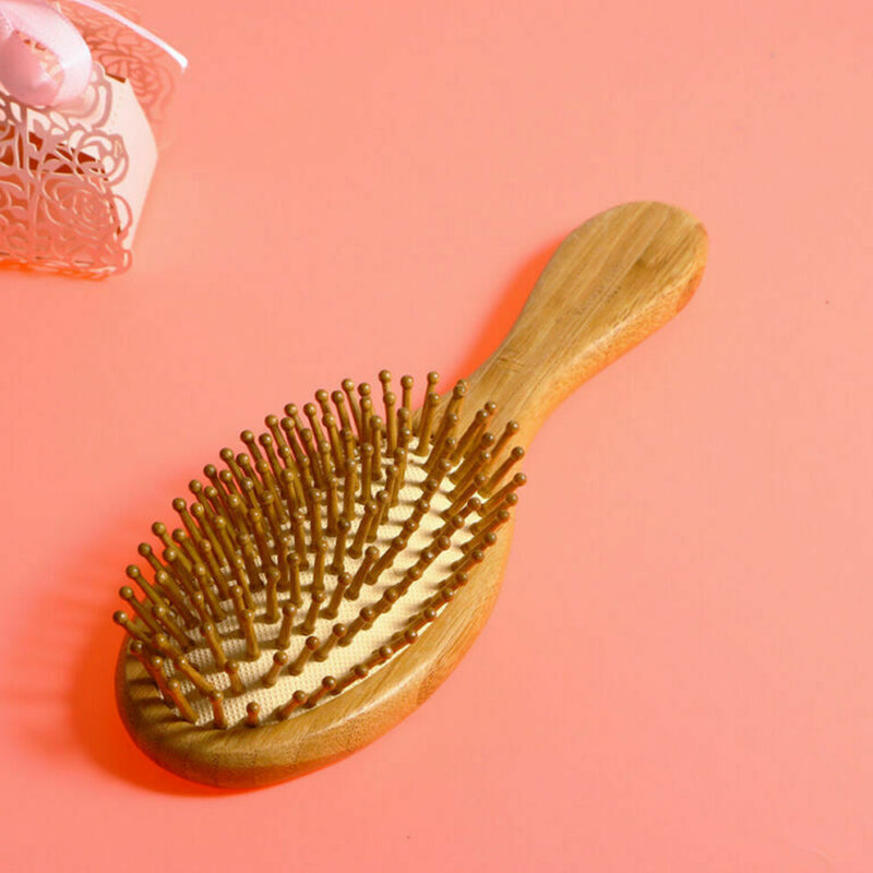 1Pc High Quality Natural Round Wood Hairbrush Wooden Pin Massage Comb New