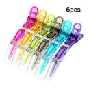 6Pcs Clamp Crocodile Salon Hairdressing Black Hair Clips Matte Sectioning