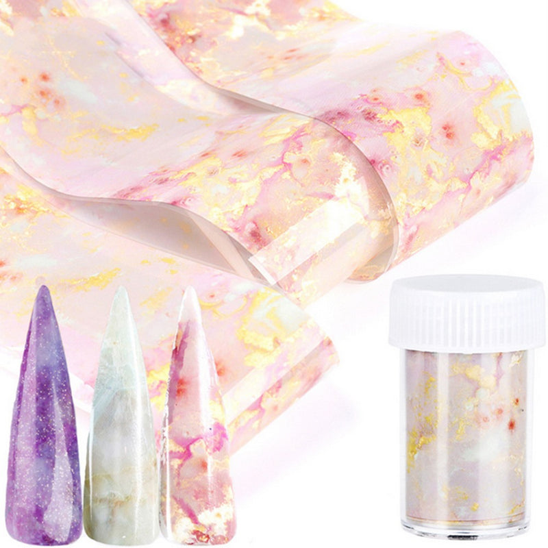 3Pcs Candy Marble Nail Foils Glitter Foil Nail Art Stickers DIY Useful Decals