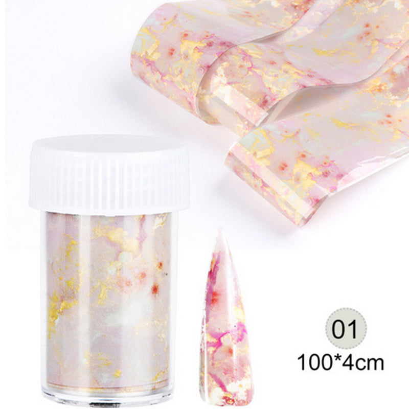 3Pcs Candy Marble Nail Foils Glitter Foil Nail Art Stickers DIY Useful Decals