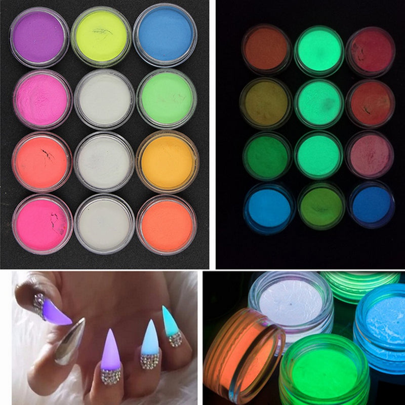 12 Colors High Quality Nail Luminous Powder Fluorescent Nail Powder 1x Hot