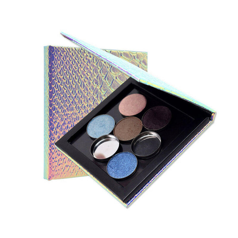 Empty Magnetic Palette Eyeshadow Powder Fish Scale Makeup Case Organizer 10x10cm