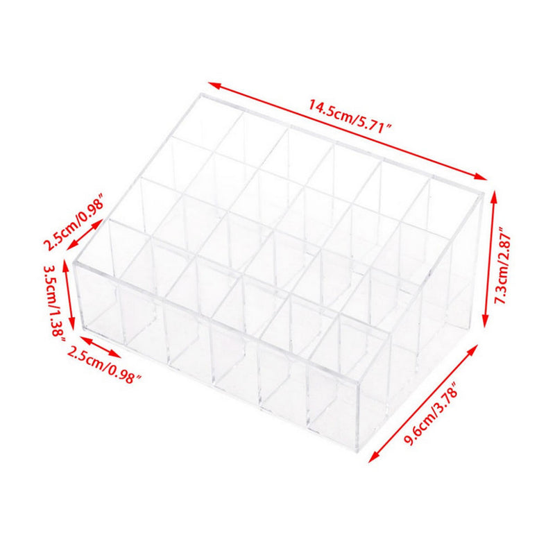 Lipstick Holder 24Grids Clear Plastic Lip Gloss Case Display Rack Makeup Stand