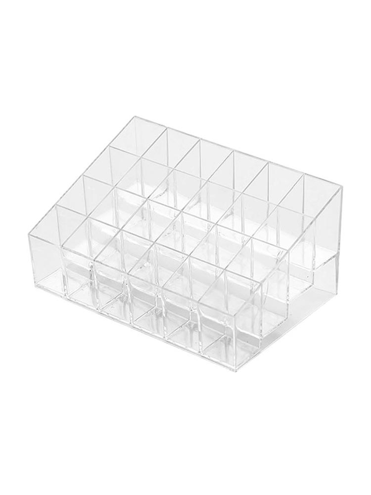Lipstick Holder 24Grids Clear Plastic Lip Gloss Case Display Rack Makeup Stand