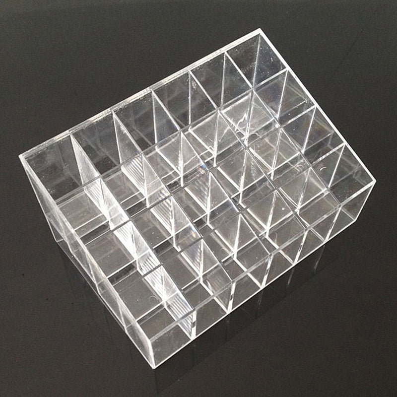 Lipstick Holder 24Grids Clear Plastic Lip Gloss Case Display Rack Makeup Stand