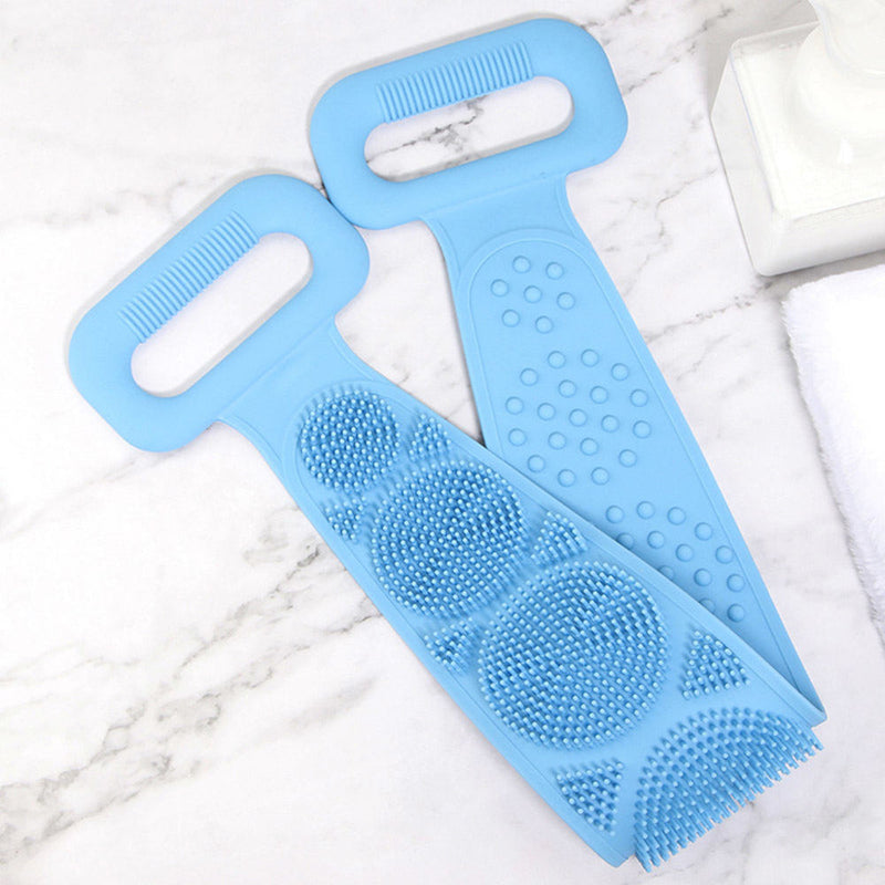 Body Cleaning Double Sided Back Scrubber Bathroom Soft Silicone Bath Belt