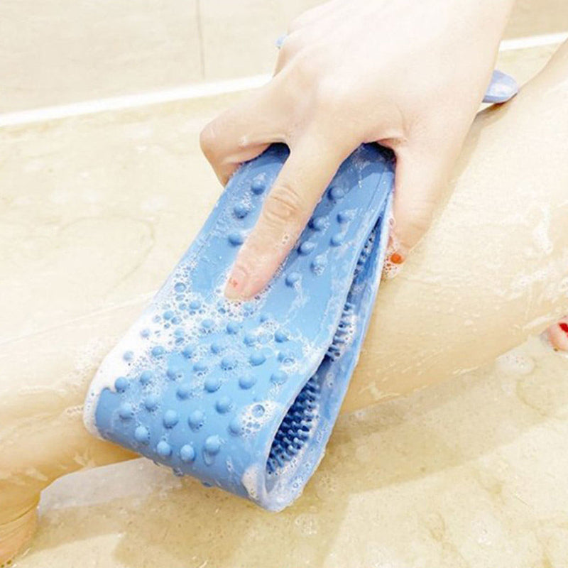 1xSilicone Back Scrubber Body Cleaning Dual Sided Bath Belt Massage Creative