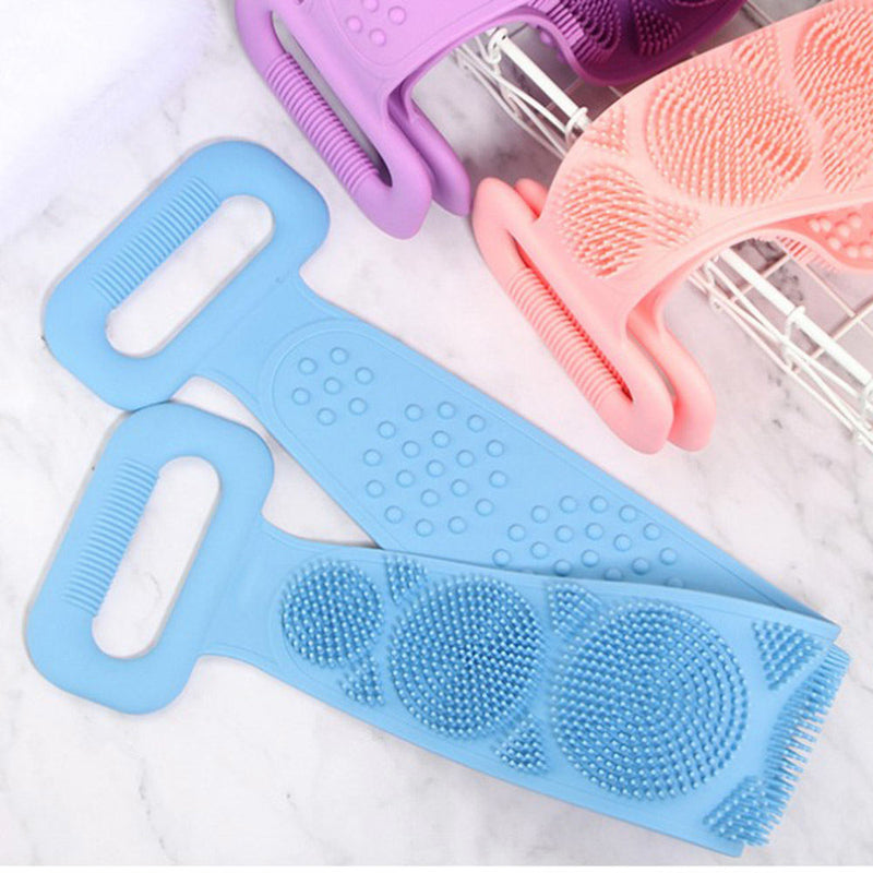 Body Cleaning Double Sided Back Scrubber Bathroom Soft Silicone Bath Belt