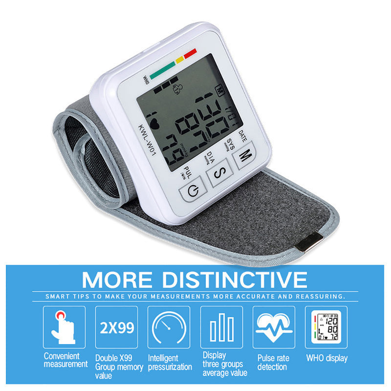 Automatic Wrist Blood Pressure Monitor LED Digital Display Screen + Voice