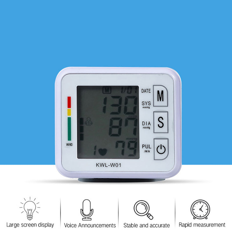Automatic Wrist Blood Pressure Monitor LED Digital Display Screen + Voice