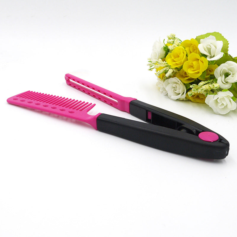 2Pcs Hair Straightener V Comb Styling Hairdressing Salon Smoothing Tool Tongs