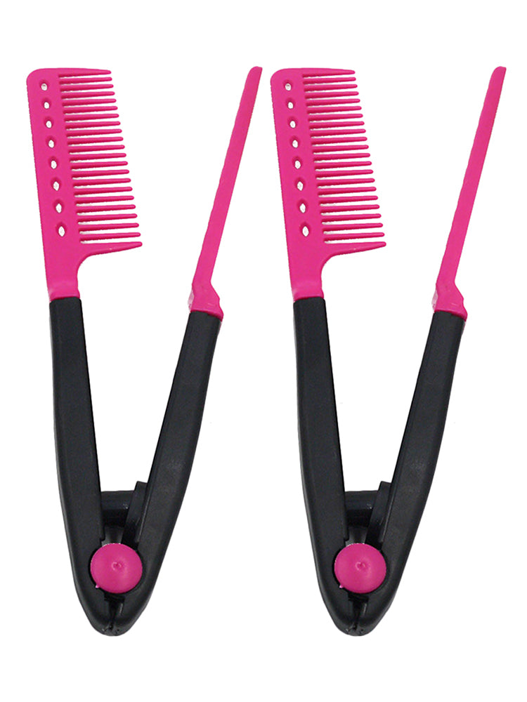 2Pcs Hair Straightener V Comb Styling Hairdressing Salon Smoothing Tool Tongs