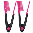 2Pcs Hair Straightener V Comb Styling Hairdressing Salon Smoothing Tool Tongs