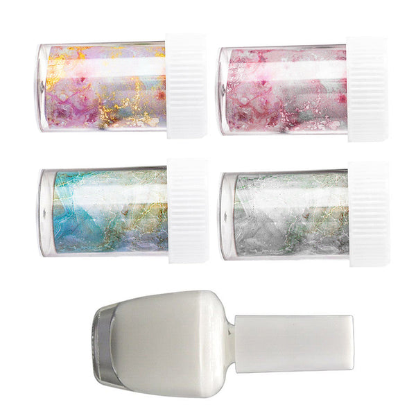 Marble Nail Art Foil Transfer Stickers 4cmx100cm DIY Nails Accessories 4 Rolls