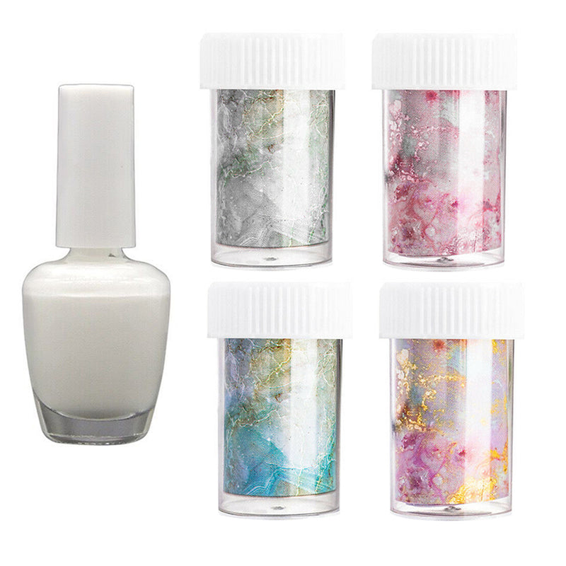 Marble Nail Art Foil Transfer Stickers 4cmx100cm DIY Nails Accessories 4 Rolls
