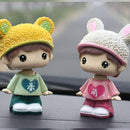 Creative Resin Cartoon Shaking Head Adorkable Couple Ornaments Car Home Bedroom Decoration Gifts