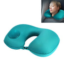 Portable Press Type Automatic Inflating Travel U-shape Neck Pillow (Blue)