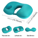 Portable Press Type Automatic Inflating Travel U-shape Neck Pillow (Blue)