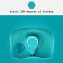 Portable Press Type Automatic Inflating Travel U-shape Neck Pillow (Blue)