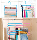 Multi-function 5 Layers Pants Scarf Silk Tie Plastic Clothes Hangers(Blue)