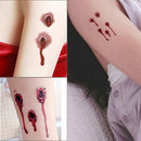 S-251 50 PCS Halloween Terror Realistic Bullet Wound Blood Temporary Tattoo Sticker