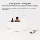 Portable Cosmetic Case Cosmetic Storage Box with Handle & Makeup Mirror & Table Lamp (White)