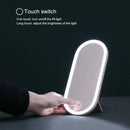 Portable Cosmetic Case Cosmetic Storage Box with Handle & Makeup Mirror & Table Lamp (White)