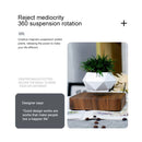 Diamond Plastic Flower Pot + Light Wood Grain Base Magnetic Levitation Potted Plant Home Decoration, US Plug