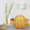 Wood Grain USB Hollowed-out Humidifier Seven Color Aromatherapy Lamp Automatic Alcohol Sprayer with Remote Control(Light Brown-3)