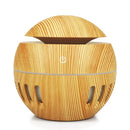 Wood Grain USB Hollowed-out Humidifier Seven Color Aromatherapy Lamp Automatic Alcohol Sprayer with Remote Control(Light Brown-3)