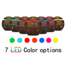 Wood Grain USB Hollowed-out Humidifier Seven Color Aromatherapy Lamp Automatic Alcohol Sprayer with Remote Control(Dark Brown-2)