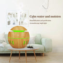 Wood Grain USB Hollowed-out Humidifier Seven Color Aromatherapy Lamp Automatic Alcohol Sprayer with Remote Control(Dark Brown-2)