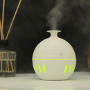 Wood Grain USB Hollowed-out Humidifier Seven Color Aromatherapy Lamp Automatic Alcohol Sprayer with Remote Control(White-2)