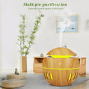Wood Grain USB Hollowed-out Humidifier Seven Color Aromatherapy Lamp Automatic Alcohol Sprayer with Remote Control(Sky Blue)