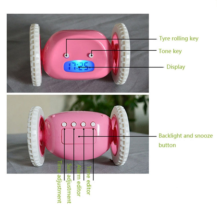 Magic Running Alarm Clock Creative Time Display Screen Alarm Clock(Pink)