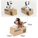 Creative Cartoon Edacious Puppy Automatic Money Eating Coin Saving Box, White Spotted Dog
