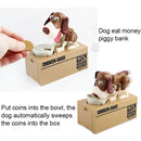 Creative Cartoon Edacious Puppy Automatic Money Eating Coin Saving Box, White Spotted Dog