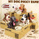 Creative Cartoon Edacious Puppy Automatic Money Eating Coin Saving Box, Brown and White Dog