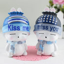 2 PCS Resin Crafts Letters Print Rabbit Couple Ornaments Room Desk Art Car Decoration Gift