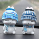 2 PCS Resin Crafts Letters Print Rabbit Couple Ornaments Room Desk Art Car Decoration Gift