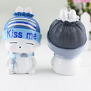 2 PCS Resin Crafts Letters Print Rabbit Couple Ornaments Room Desk Art Car Decoration Gift