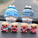 2 PCS Resin Crafts Letters Print Rabbit Couple Ornaments Room Desk Art Car Decoration Gift
